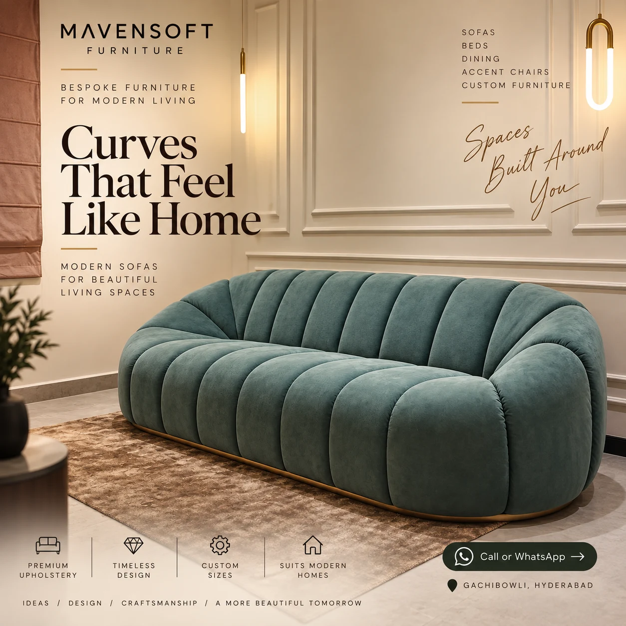 Cocoon curved sofa