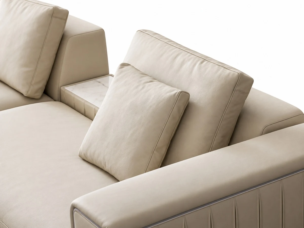 Colin fluted sectional with marble tray, another view