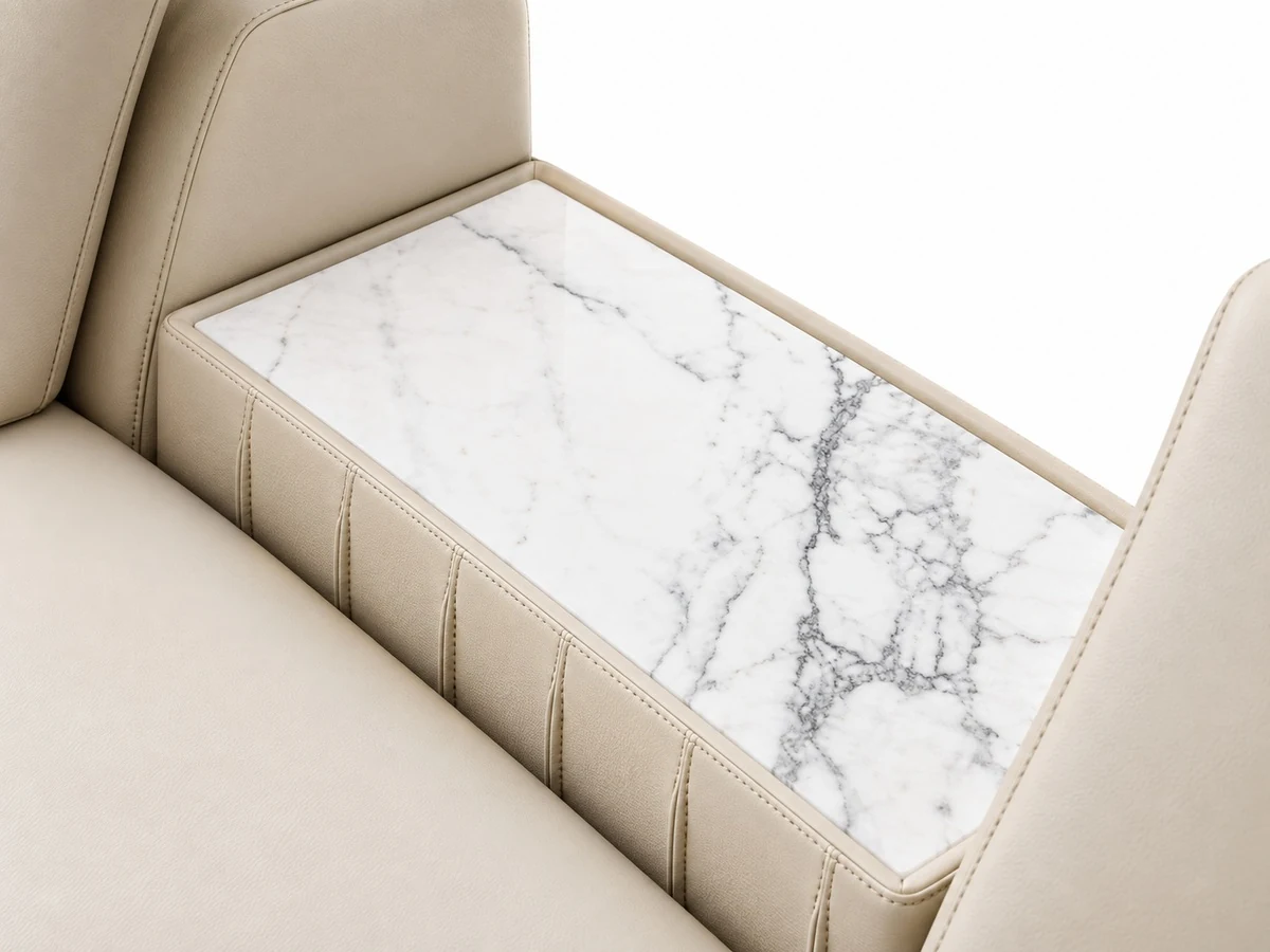 Colin fluted sectional with marble tray, another view