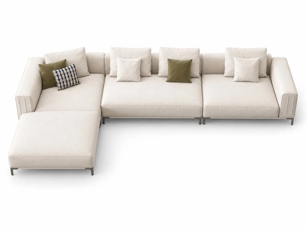 Colin fluted sectional with marble tray, another view