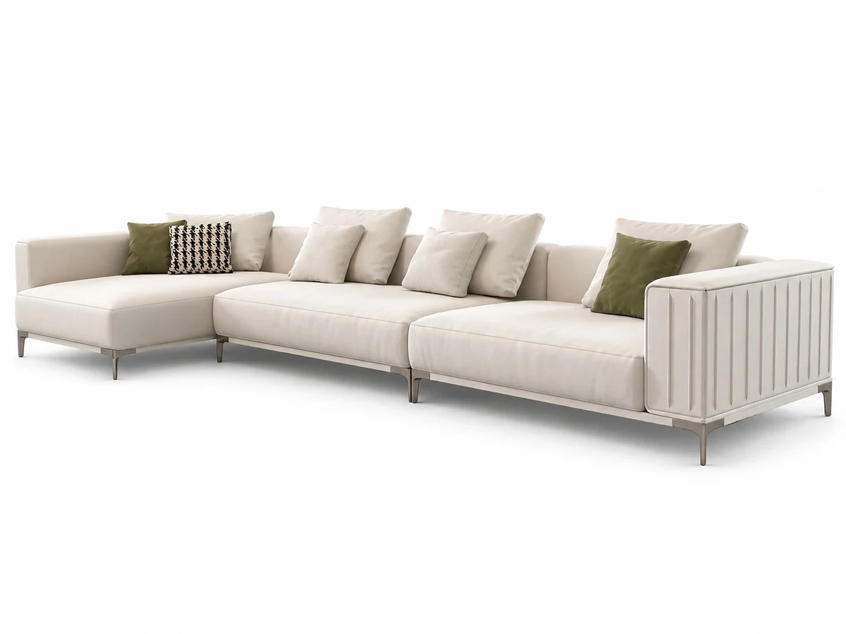 Colin fluted sectional with marble tray, another view