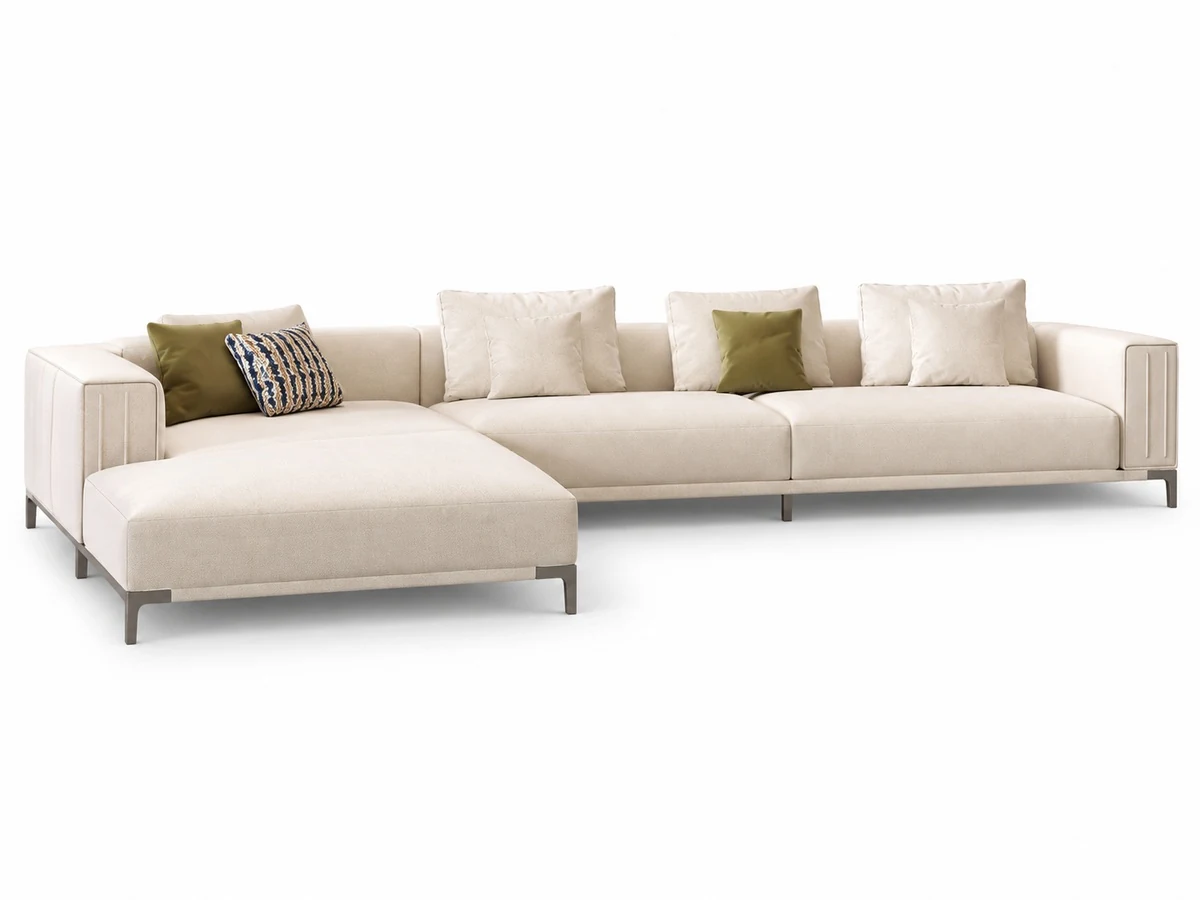Colin fluted sectional with marble tray
