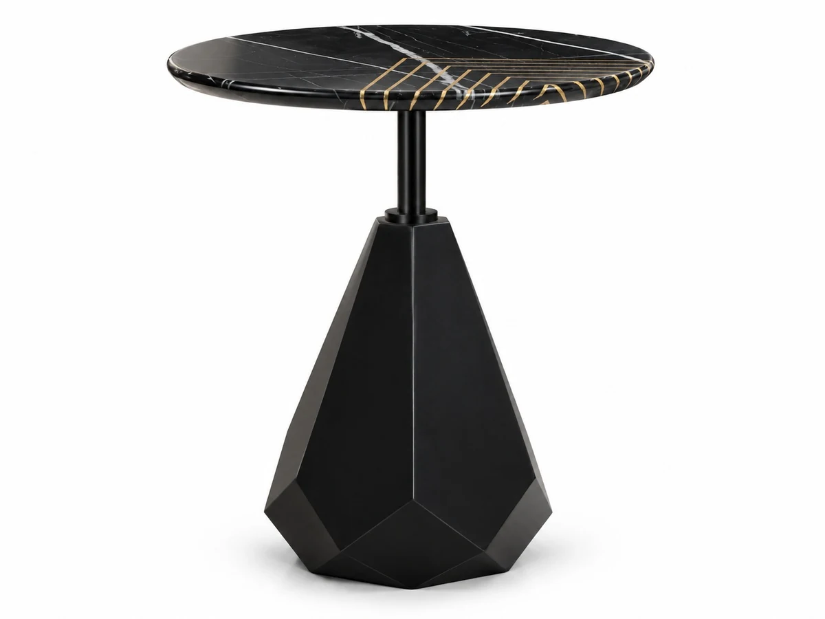 Zenith Faceted Marble Pedestal Accent Table.