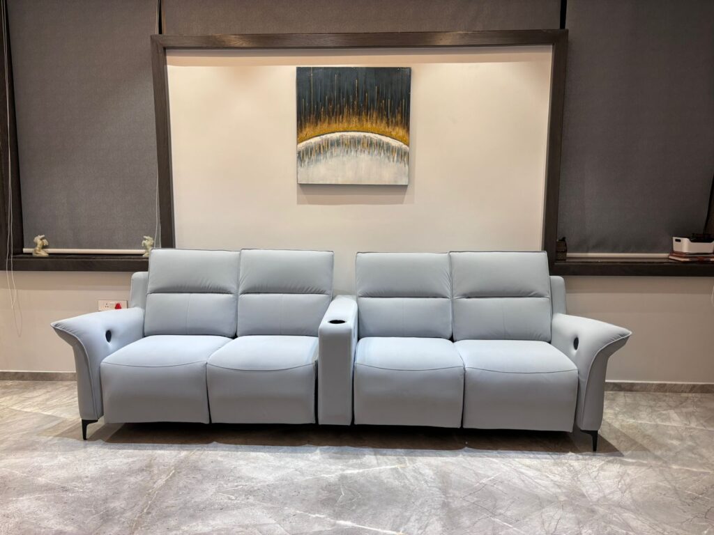 Italian Leather recliner in blue colour